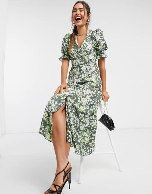 Asos design button through maxi hot sale tea dress