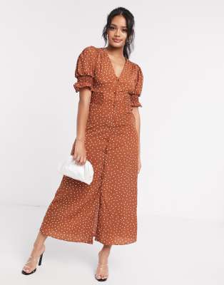 asos design button through maxi dress