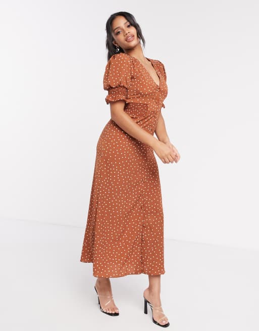 Asos design button shop through maxi tea dress