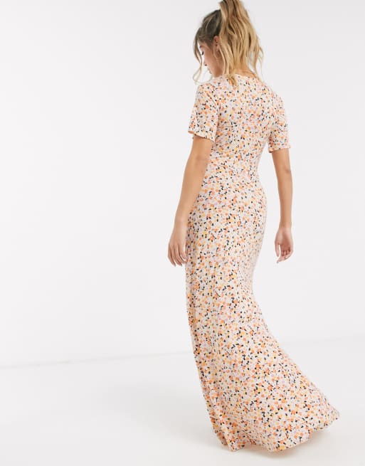 Asos design button hotsell through maxi tea dress