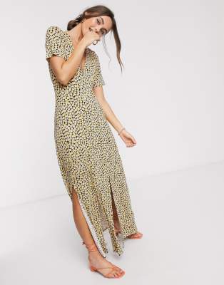 asos design button through maxi tea dress