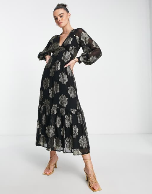 Asos design button shop through maxi tea dress