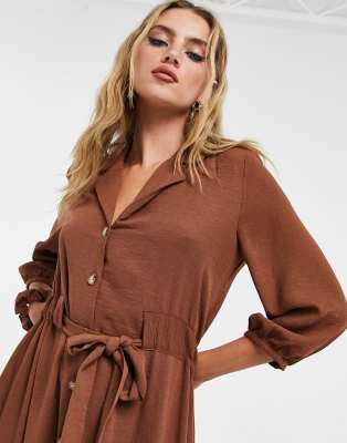 brown button dress