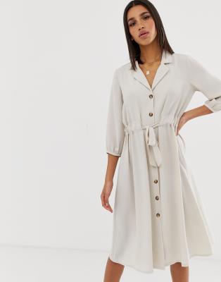 button through midi dress