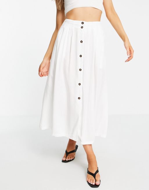 Button down midi skirt with clearance pockets