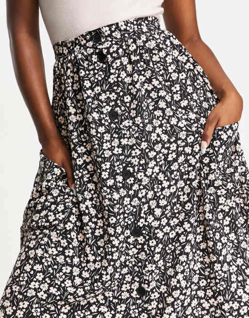 Floral midi hotsell skirt with pockets