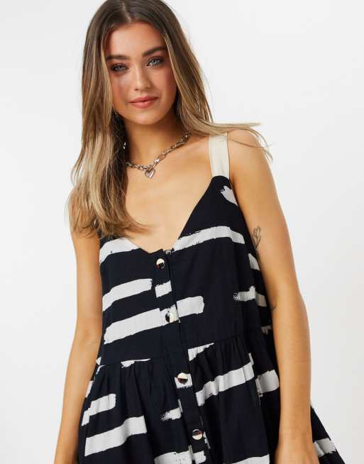 ASOS DESIGN button through midi sundress in abstract print with