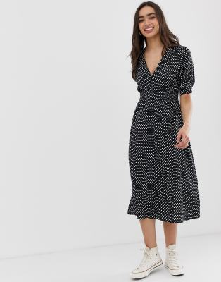 shirred waist midi dress