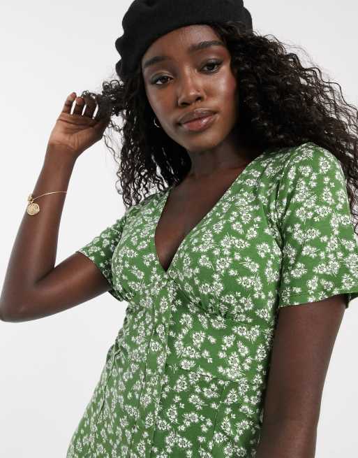 Asos green shop ditsy dress