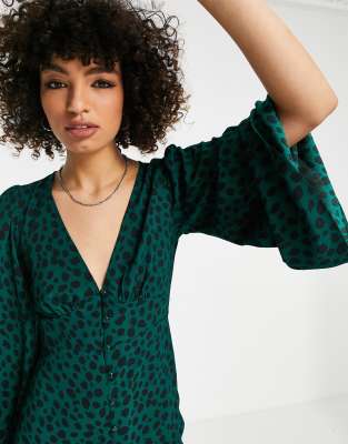 asos green animal print dress