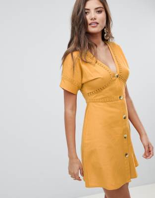 asos button dress
