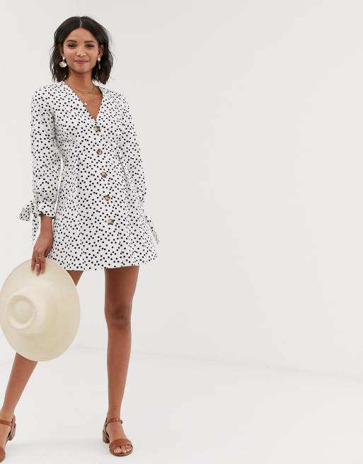 Asos design button shop through mini skater dress