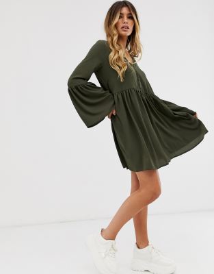 khaki smock dress