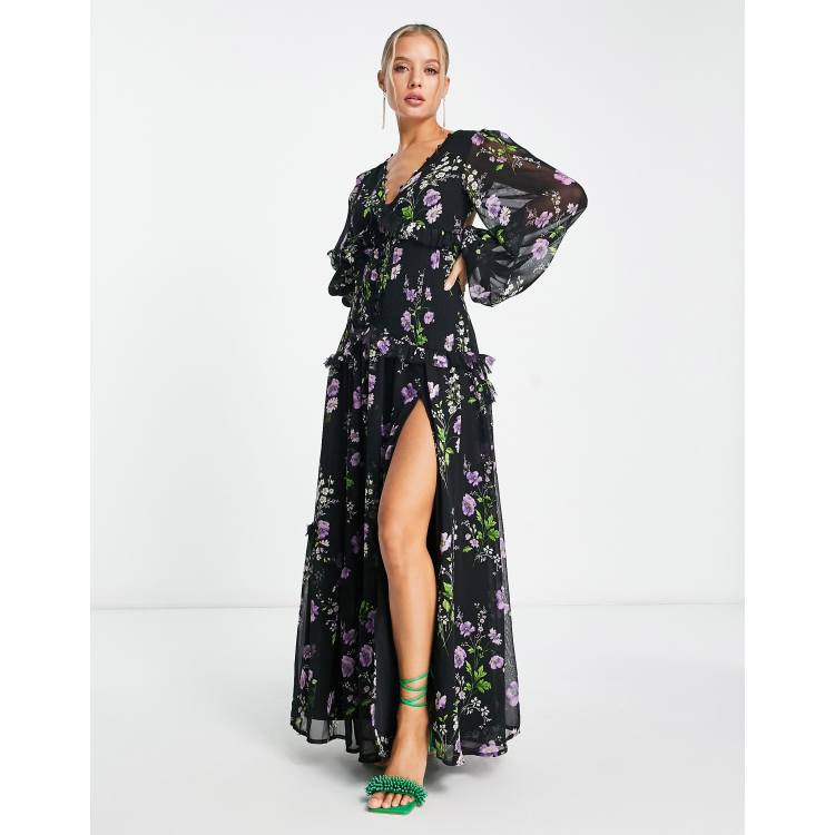 asos design button through maxi dress in seersucker ASOS DESIGN Curve button through pintuck maxi dress in yellow floral print