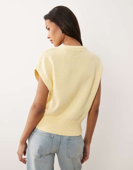 ASOS DESIGN button through relaxed tank in buttermilk, 3 of 4