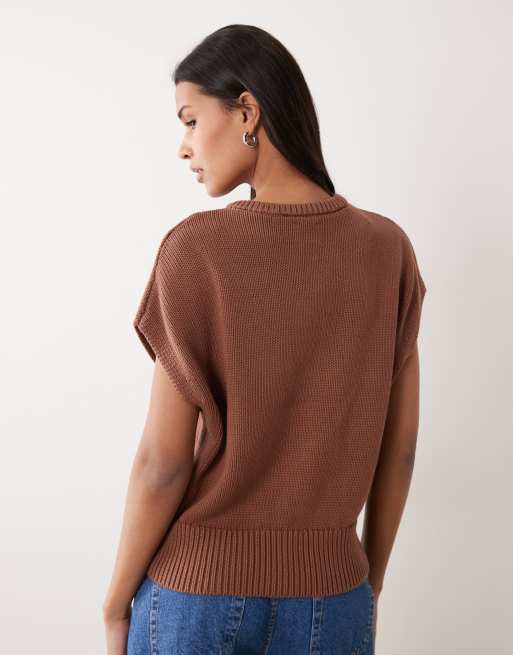 ASOS DESIGN button through relaxed tank in mocha, 4 of 4