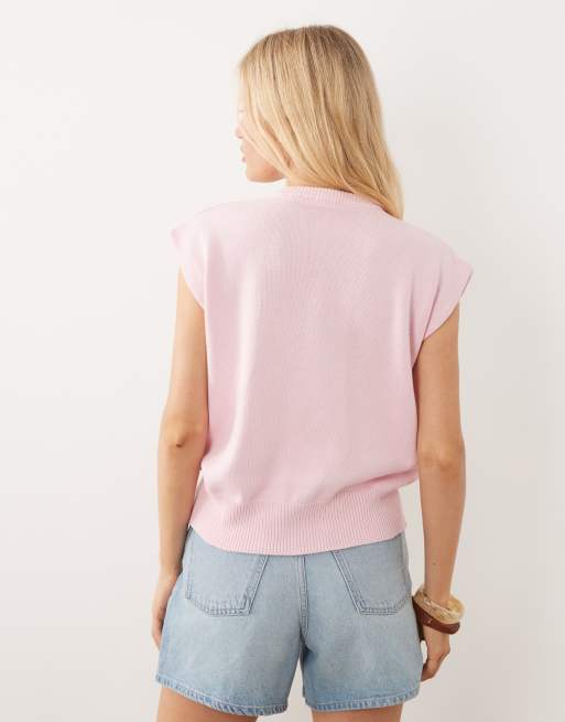 ASOS DESIGN button through relaxed tank in pink, 4 of 4