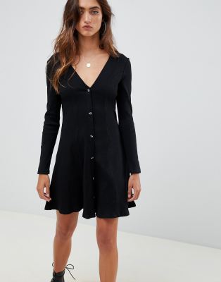 asos black ribbed dress