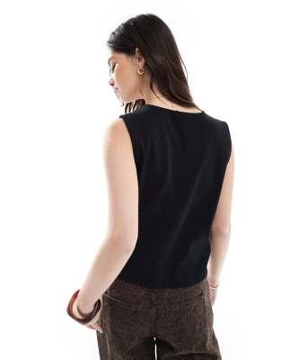 Asos Design Button Through Ribbed Vest