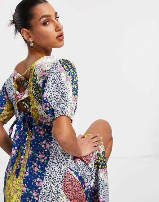 Asos design midi tea dress hot sale with buttons in floral print