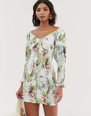 tropical print mini dress