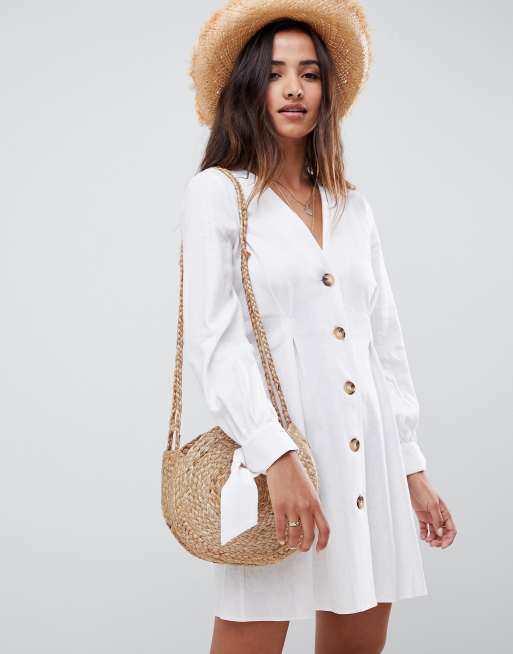 Asos white 2025 button dress