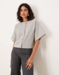 [ASOS DESIGN] ASOS DESIGN button through sleeveless loopback sweat top in grey marl S Grey marle