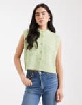 [ASOS DESIGN] ASOS DESIGN button through stitch textured waistcoat in chartreuse-Yellow XS Chartreuse