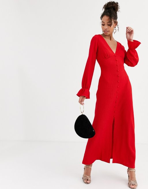 Asos red long outlet dress