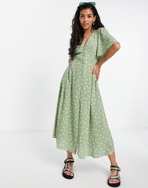 Asos green sales spot dress