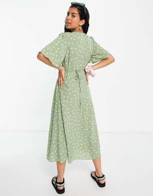 asos green spot dress