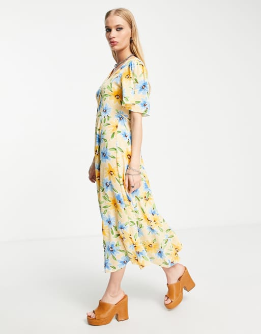 Asos design floral tie back 2024 midi dress