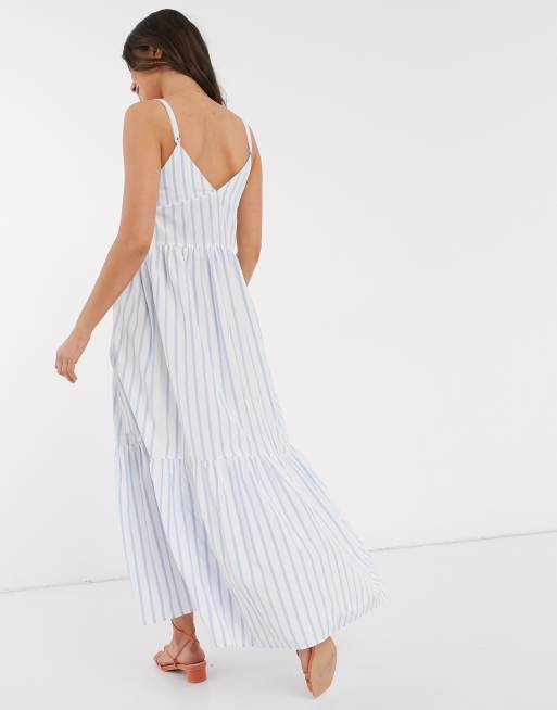 Asos stripe cheap maxi dress