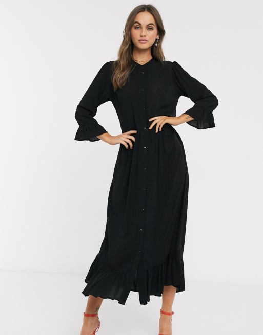 ASOS DESIGN button through tiered smock maxi dress in crinkle | ASOS