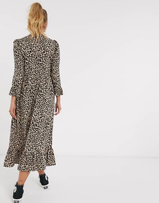 Black and white clearance leopard print maxi dress