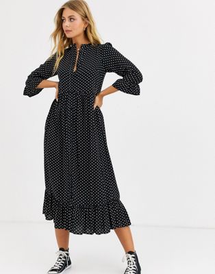 black and white spotted maxi dress