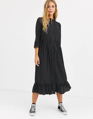 asos design button through maxi dress