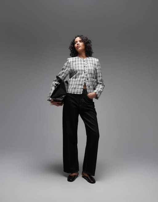 ASOS DESIGN button up cropped blazer in bouclé, 3 of 4