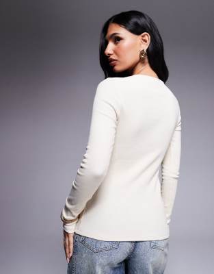 ASOS DESIGN button up interlock cardi in cream