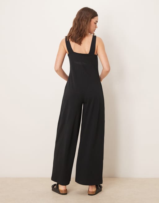 ASOS DESIGN button up jumpsuit in black, 3 of 4