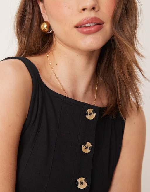 ASOS DESIGN button through jumpsuit in black