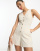 ASOS DESIGN button up linen look romper in oatmeal