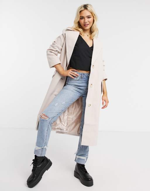 ASOS DESIGN button-up oversized coat in pink