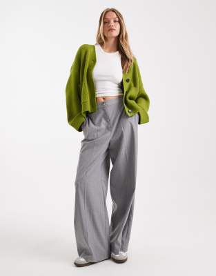 Asos Design Button Up Pocket Front Boyfriend Cardigan In Green