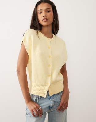 Asos Design Button Up Relaxed Tank In Yellow