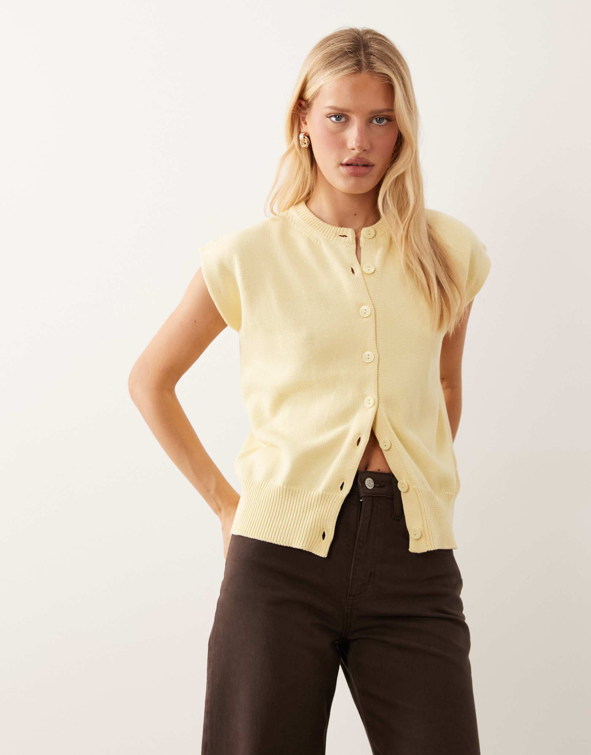 asos design button up relaxed tank in buttermilk
