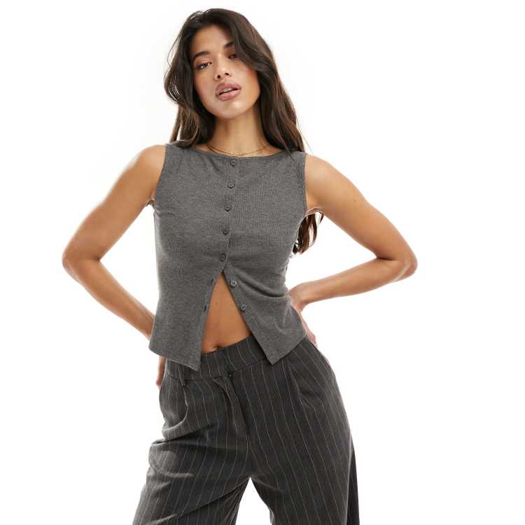 トップス Andmary Adele ribbon tank gray Adele ribbon tank