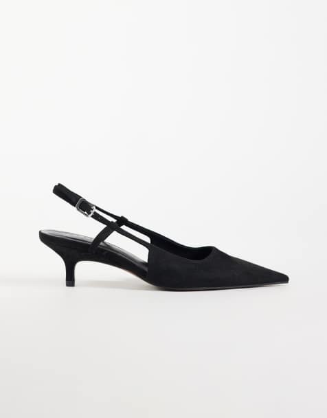 ASOS DESIGN buty na obcasie-kaczuszce Skippy w czarnym zamszu syntetycznym - view 1