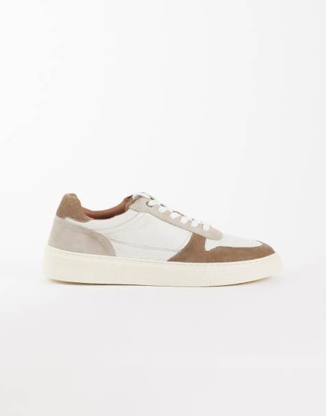 ASOS DESIGN – Buty sportowe z szarobeżowej skóry i szarobrązowego zamszu - view 1
