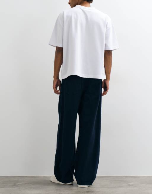 ASOS DESIGN byxa med barrel leg i marinblått, 3 av 5